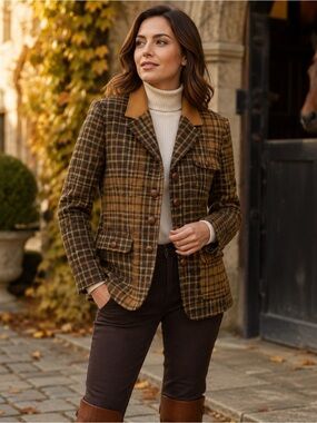DAKS Signature Limited Edition Wool Blend Plaid Blazer Made in Great British